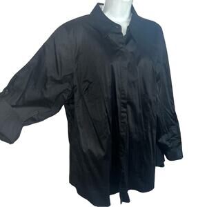 Lane Bryant Basic Black Button Down Shirt Roll up Sleeves NEW Women’s 24